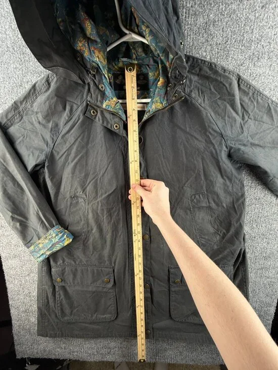 Barbour Love Wax Jacket Women Full Zip Blue Size 12 US Bird Lining Bridgewater - Picture 5 of 16
